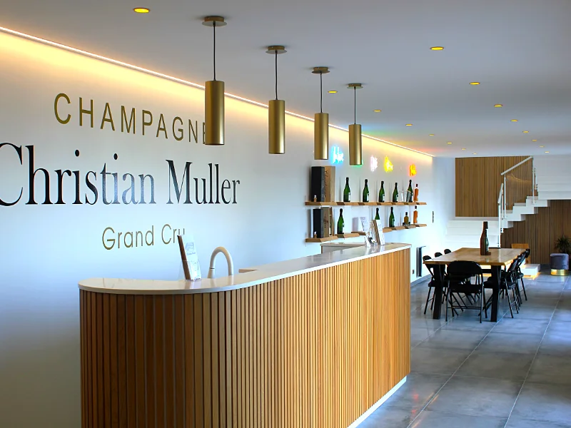 Champagne Christian Muller reception area in Mailly-Champagne